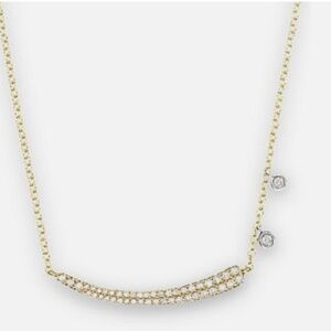 Meira T Diamond 14k Gold Pavé Diamond Curved Bar Necklace - NEW